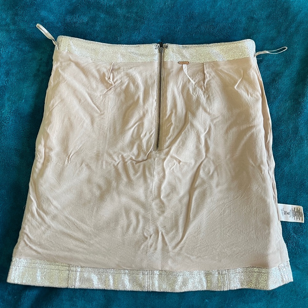 Free People Metallic Rose Gold Suede Mini Skirt - Picture 11 of 15